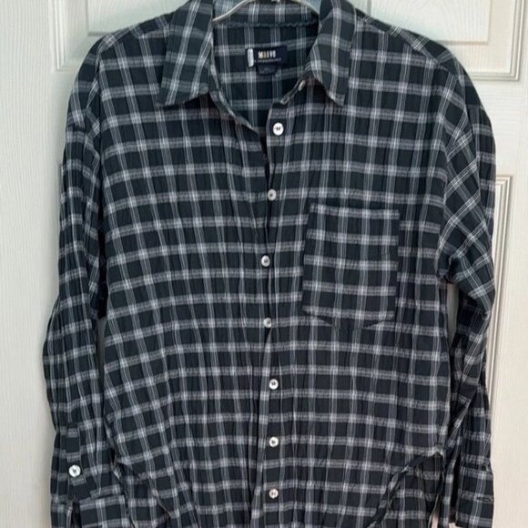 Anthropologie Maeve Bennett Button Down Shirt Green Plaid - Picture 1 of 5